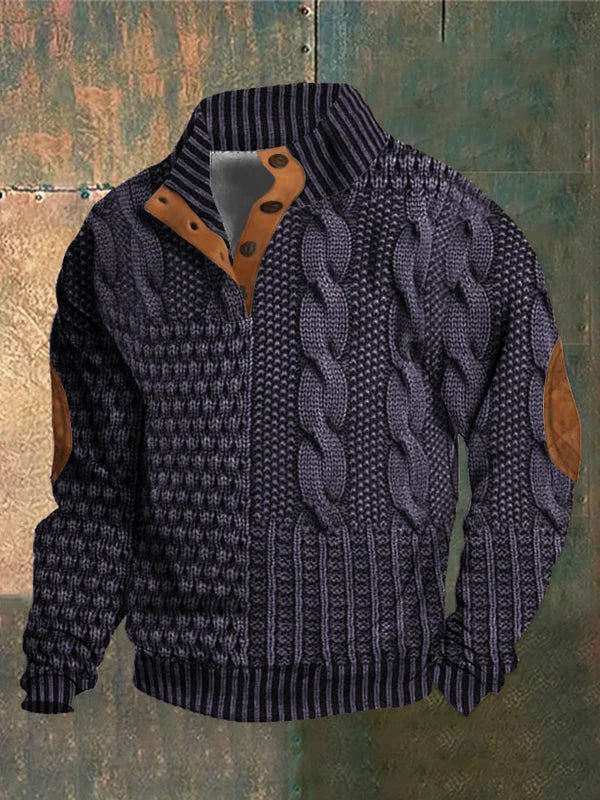 Everette - Patchwork Sweater i Kabelstrik