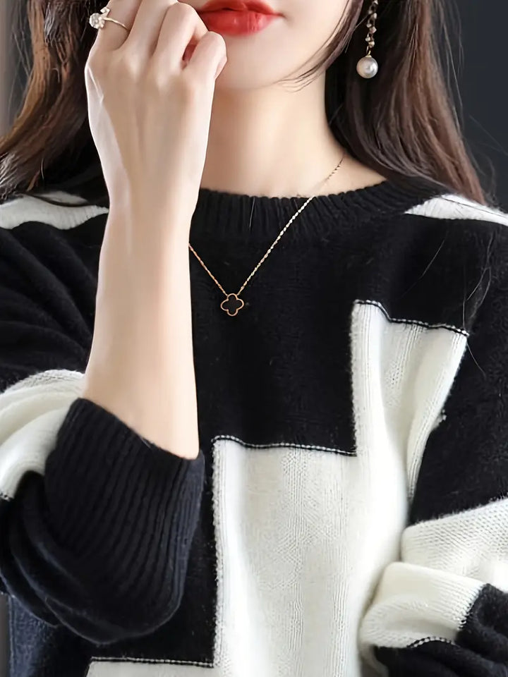 Gala - Elegant Langærmet Trøje Med Geometrisk Mønster