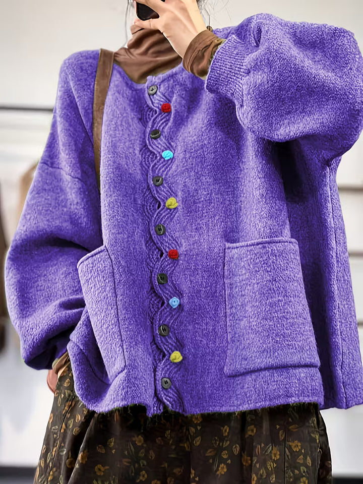 Kynza - Overdimensioneret Kardigan Med Farverige Knapper Foran