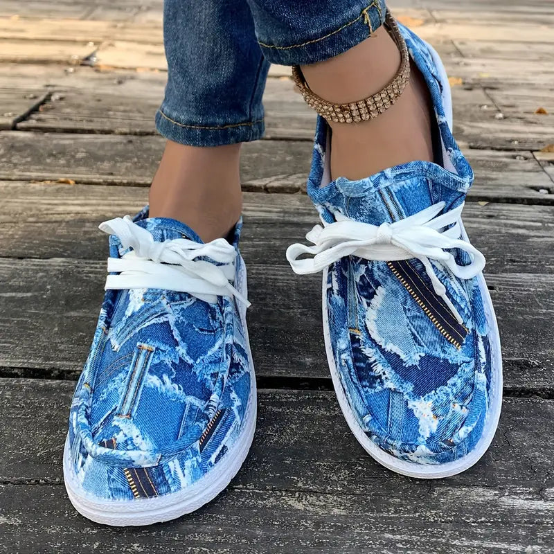Ulanda - Skridsikker Turnschuh Med Denim Udskriv
