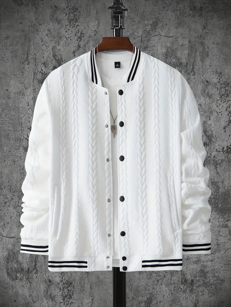 Felips - Stripe Decor Jacquard Baseball Jakke