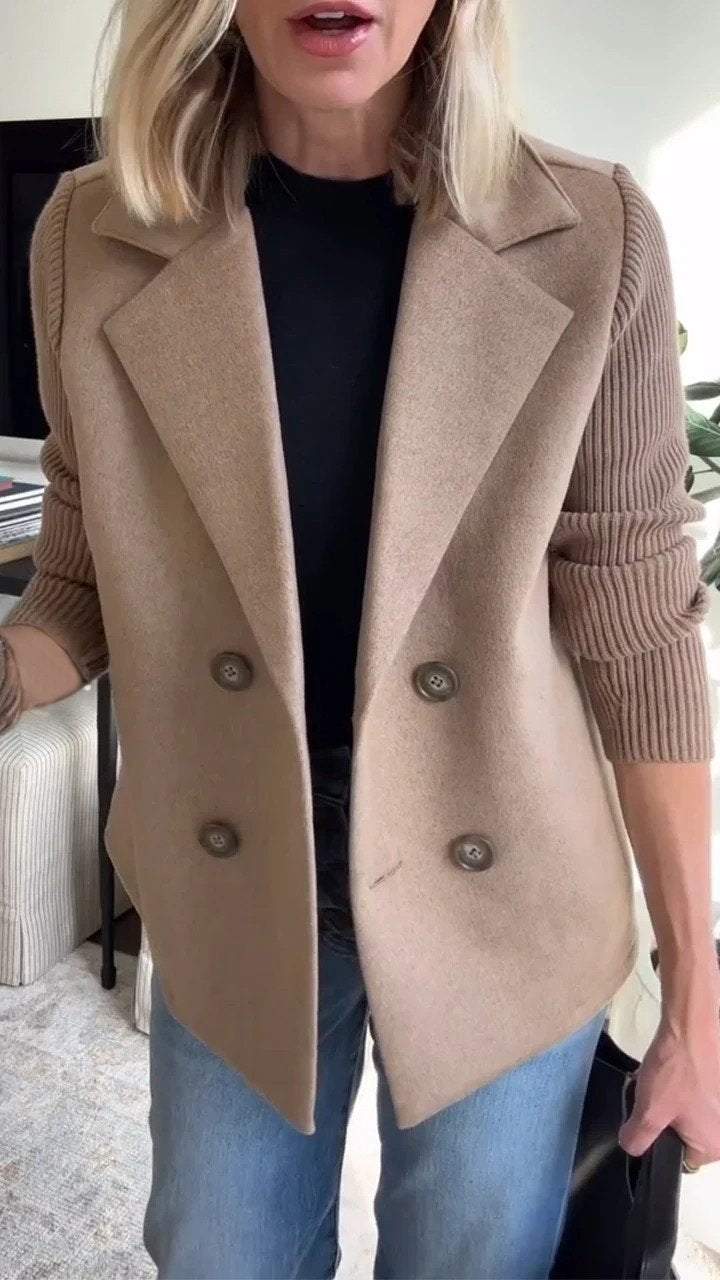 Kittiya - Elegant Strikket Blazer Med Lange ærmer
