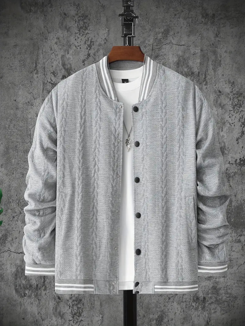 Felips - Stripe Decor Jacquard Baseball Jakke