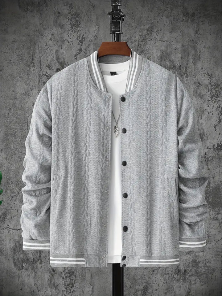 Felips - Stripe Decor Jacquard Baseball Jakke