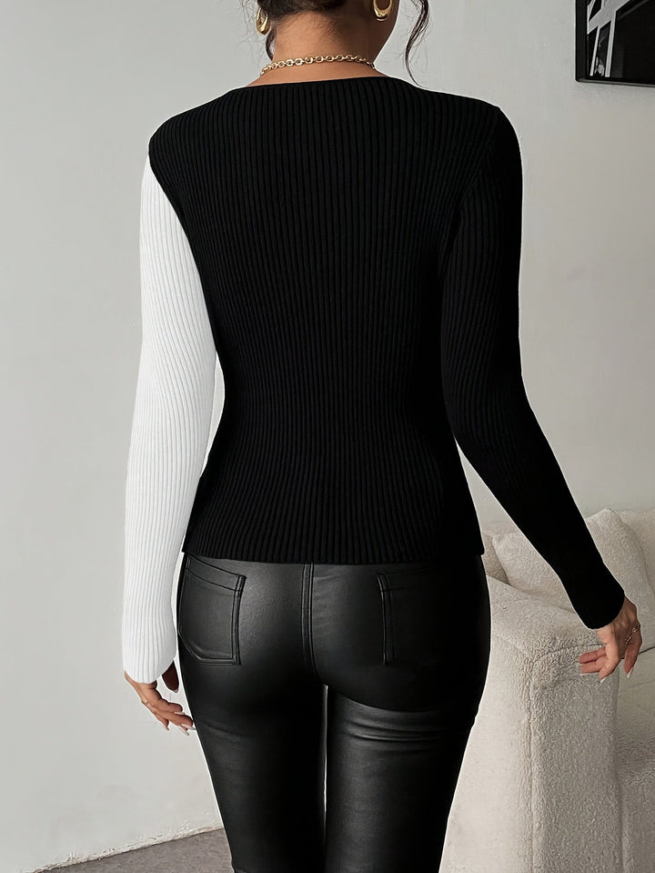 Rachel - V-Hals Strikket Bluse Med Topp