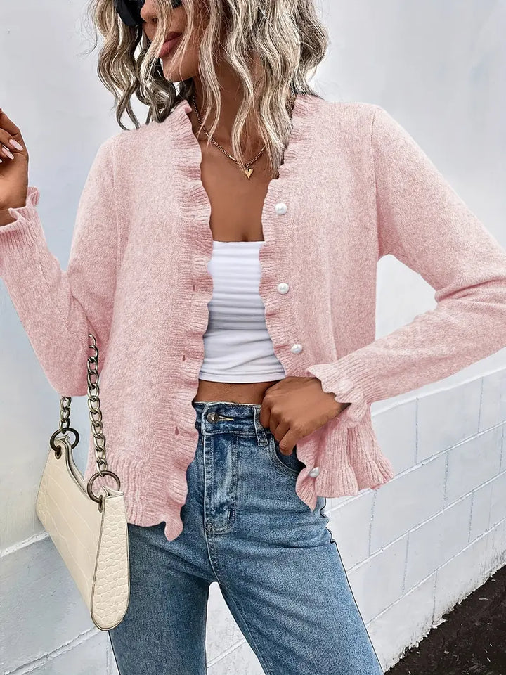 Hanifa - Elegant Strikket Cardigan Med Knapper