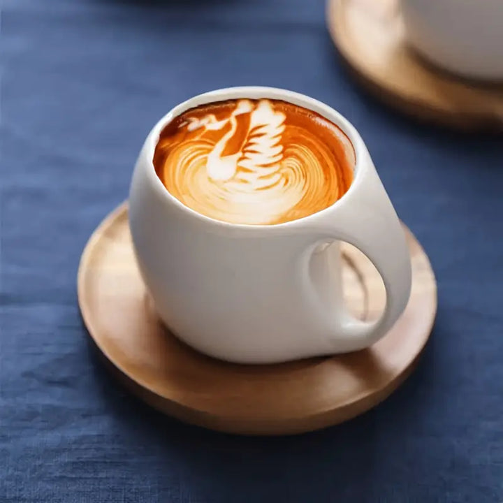 ClayHaven - Keramisk Kaffekrus Med Træ Underlag