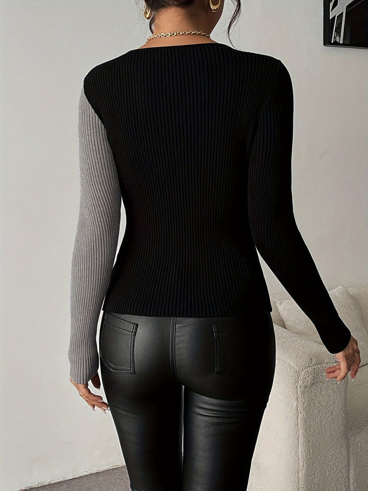 Rachel - V-Hals Strikket Bluse Med Topp