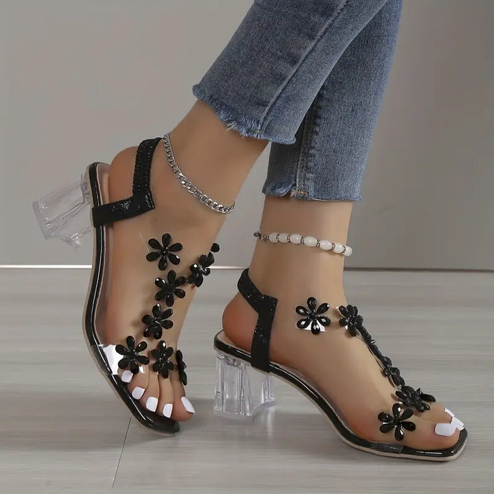 Graciela - Højhælede Sandaler Med Blomsterkrystaller