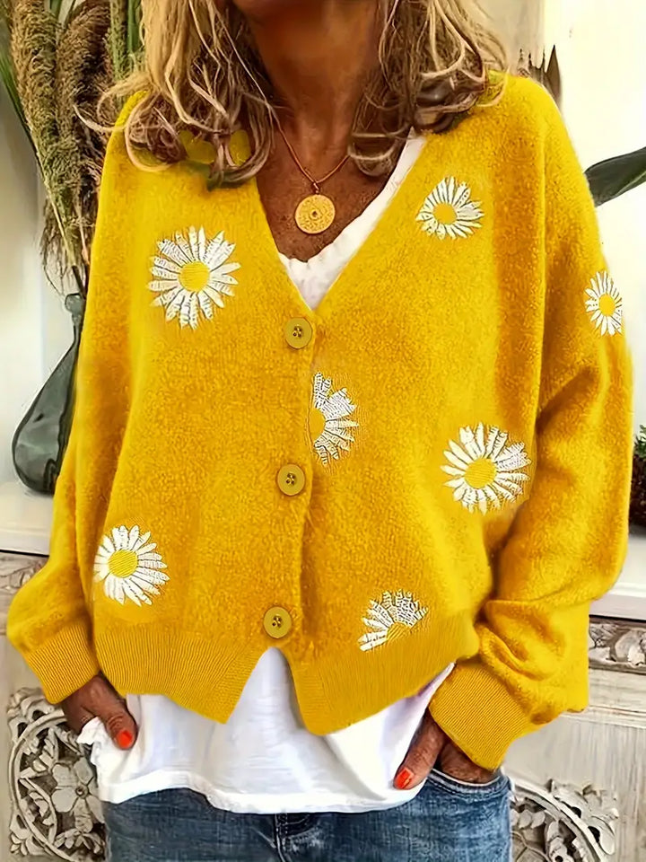 Korina - Elegant Langærmet Cardigan Med Knapper