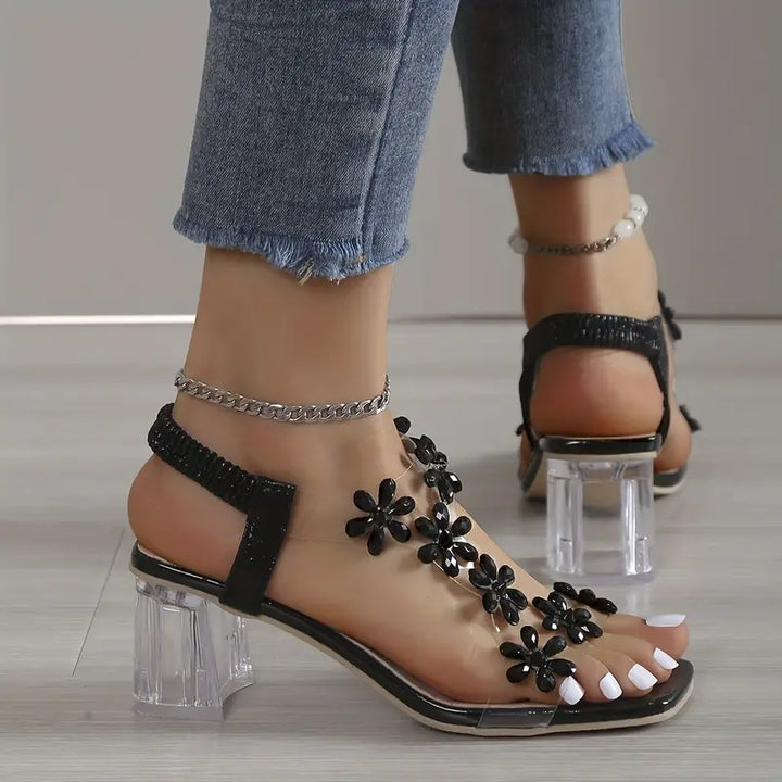Graciela - Højhælede Sandaler Med Blomsterkrystaller