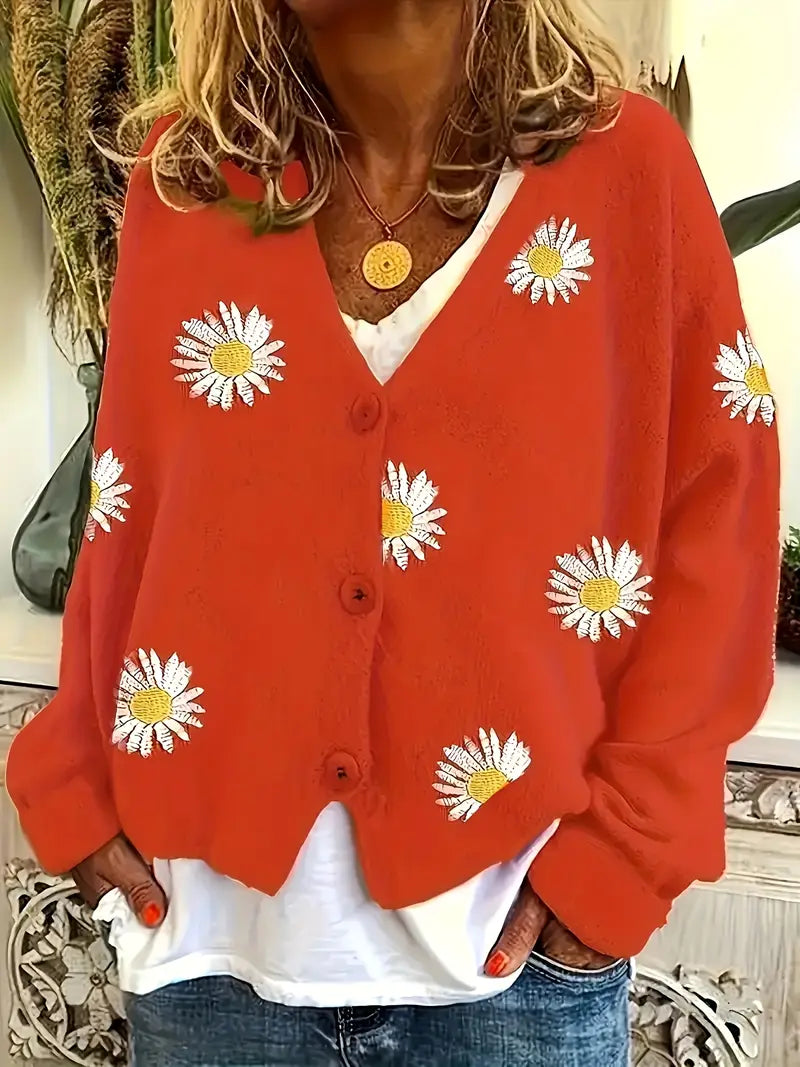 Korina - Elegant Langærmet Cardigan Med Knapper