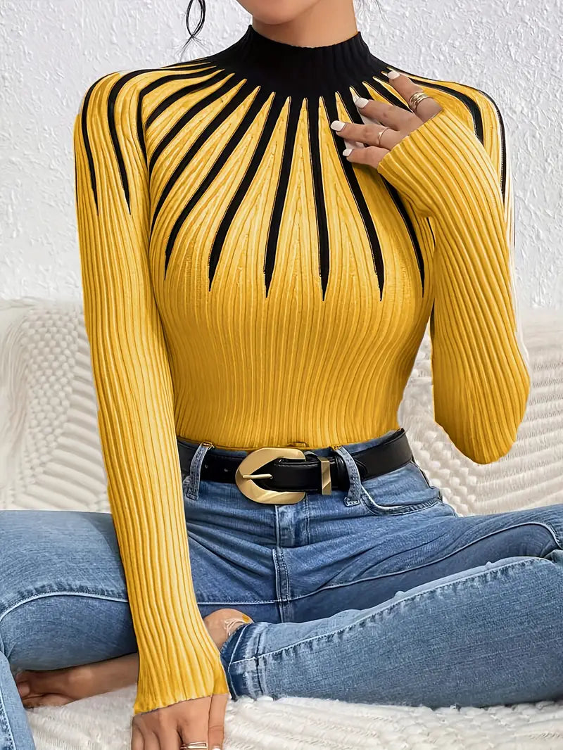 Maider - Elegant Langærmet Sweater Med Høj Hals