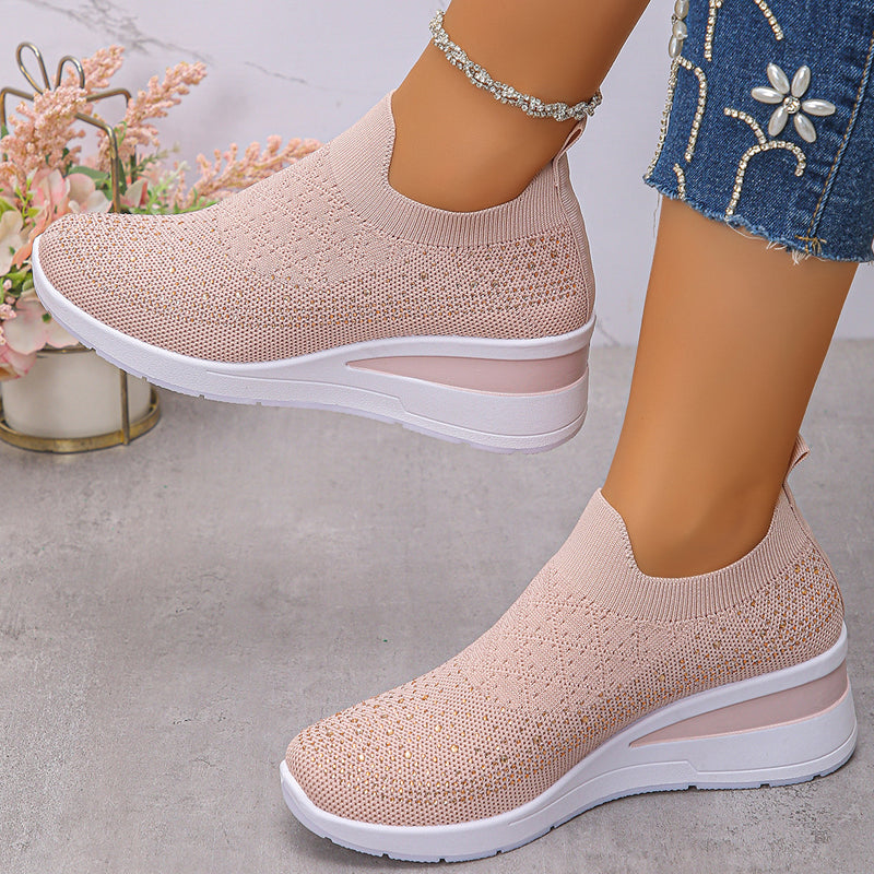 Loretha - Ortopædiske Kile Sneakers Med Net Krystal