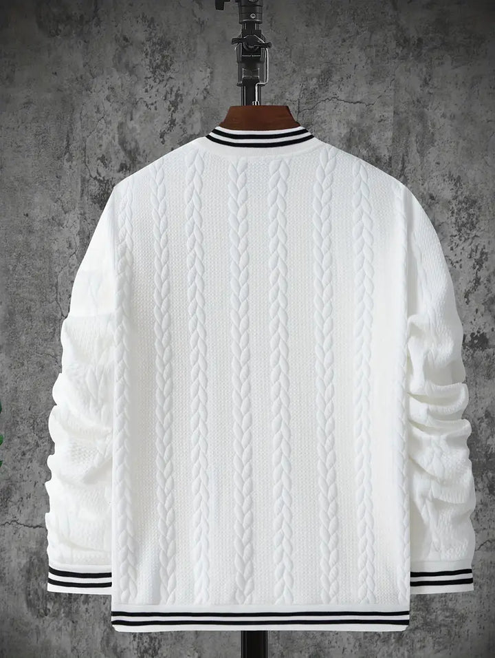 Felips - Stripe Decor Jacquard Baseball Jakke