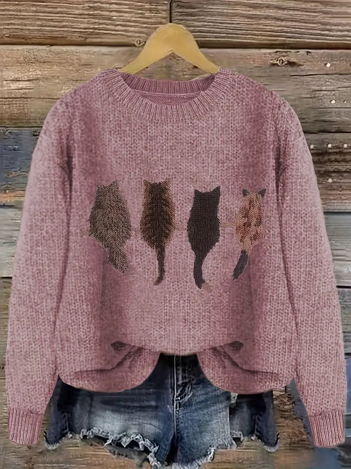 Urvana - Katte Udskriv Langærmet Sweater