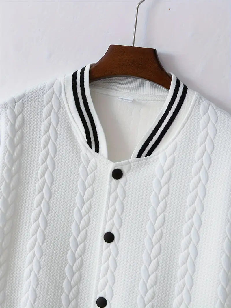 Felips - Stripe Decor Jacquard Baseball Jakke