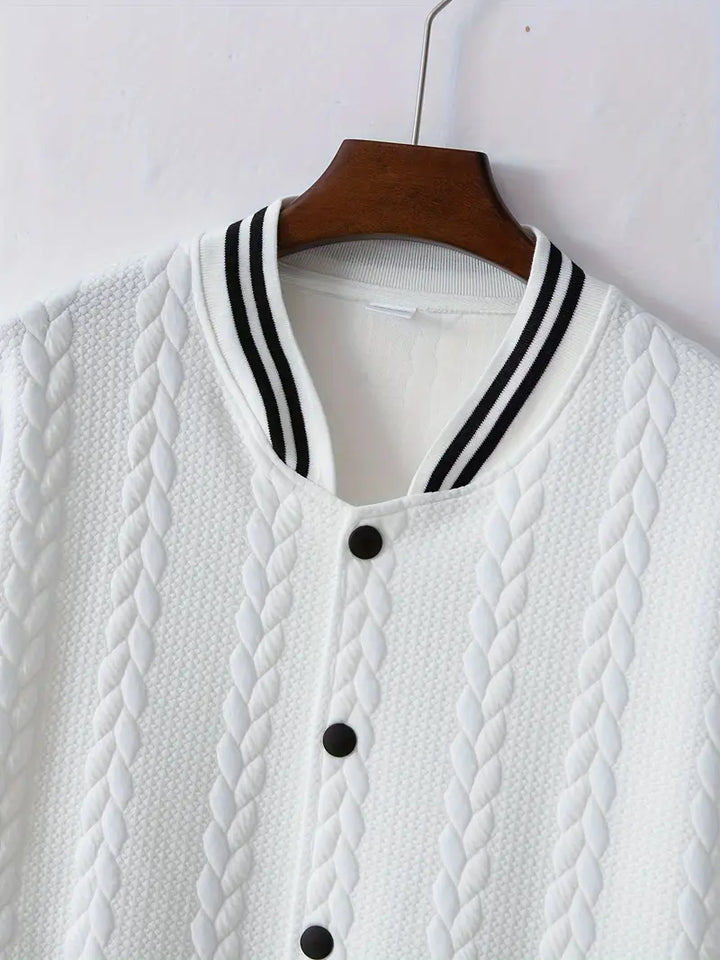 Felips - Stripe Decor Jacquard Baseball Jakke