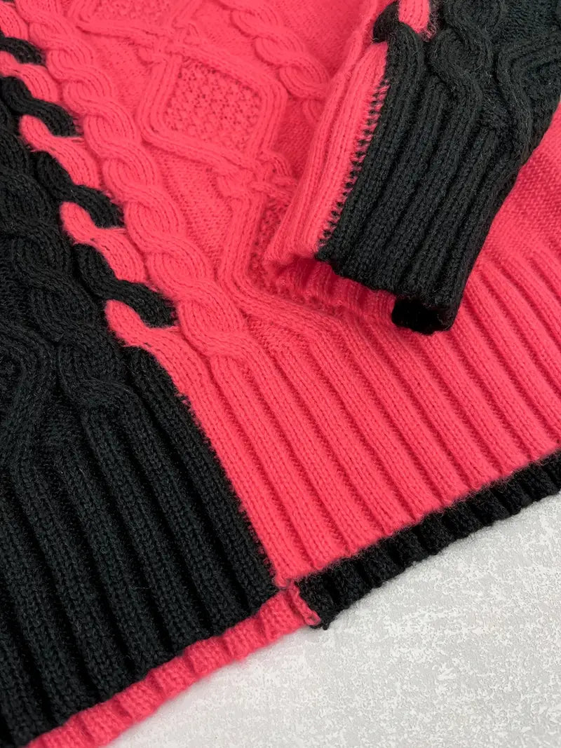 Leovia - Elegant Stribet Sweater Med Høj Hals