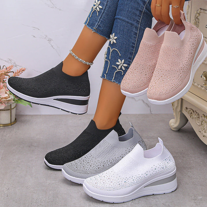 Loretha - Ortopædiske Kile Sneakers Med Net Krystal