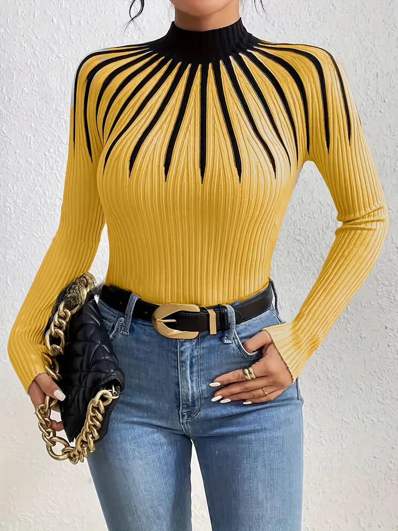 Maider - Elegant Langærmet Sweater Med Høj Hals