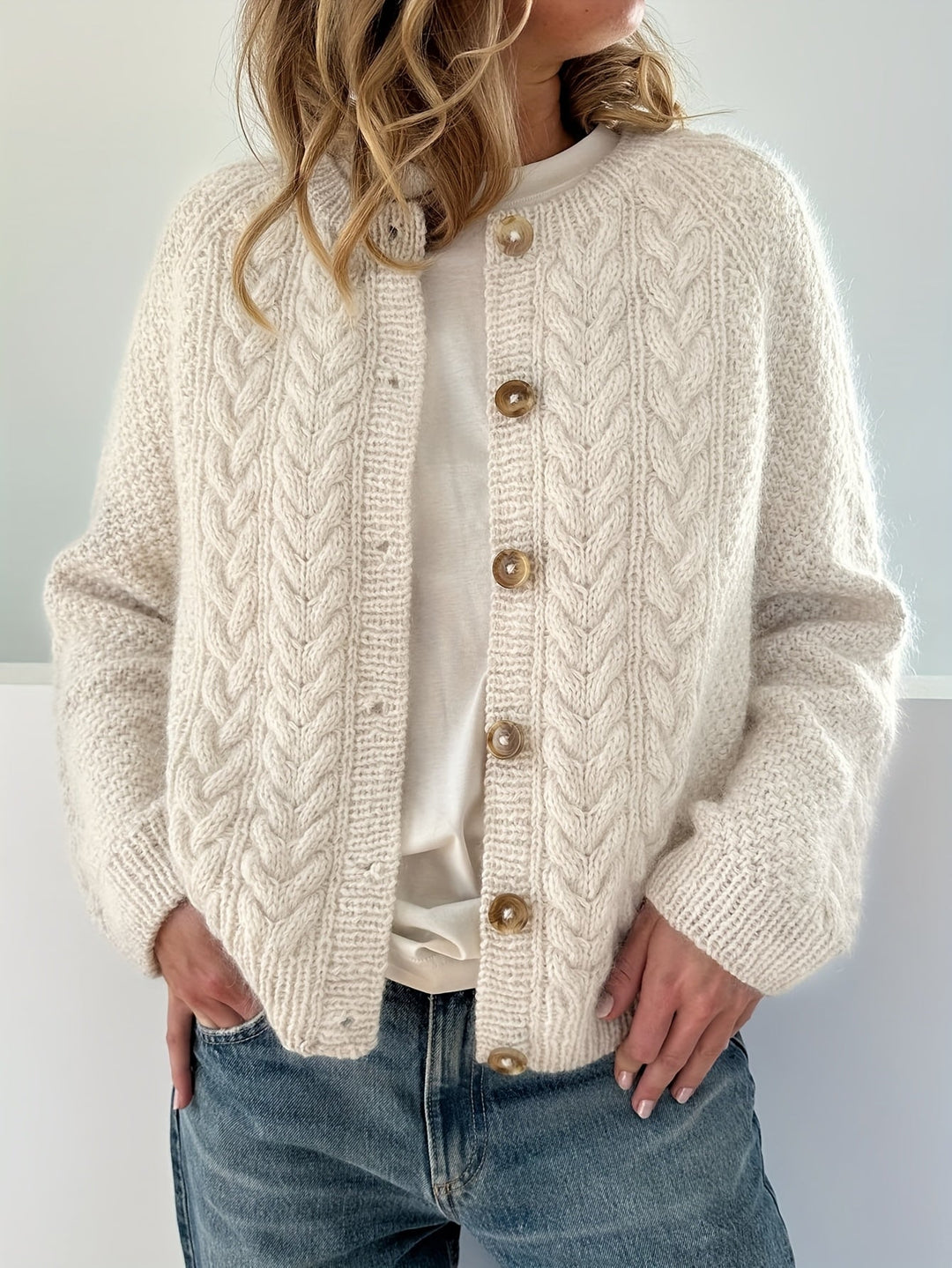 Dwina -  Kabelstrikket Cardigan Med Knapper