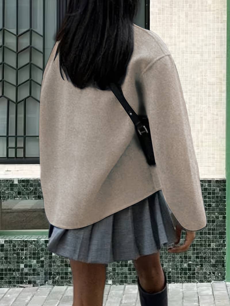 Deanne - Elegant Dobbeltradet Beige Frakke