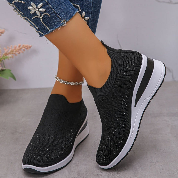 Loretha - Ortopædiske Kile Sneakers Med Net Krystal