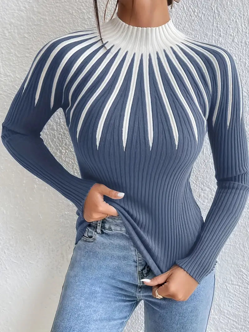 Maider - Elegant Langærmet Sweater Med Høj Hals