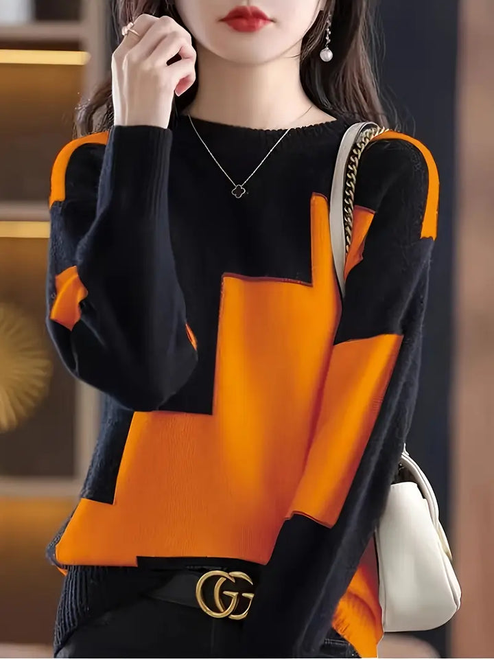 Gala - Elegant Langærmet Trøje Med Geometrisk Mønster