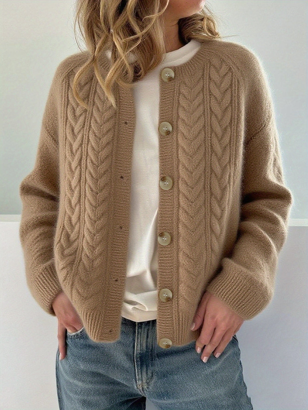 Dwina -  Kabelstrikket Cardigan Med Knapper