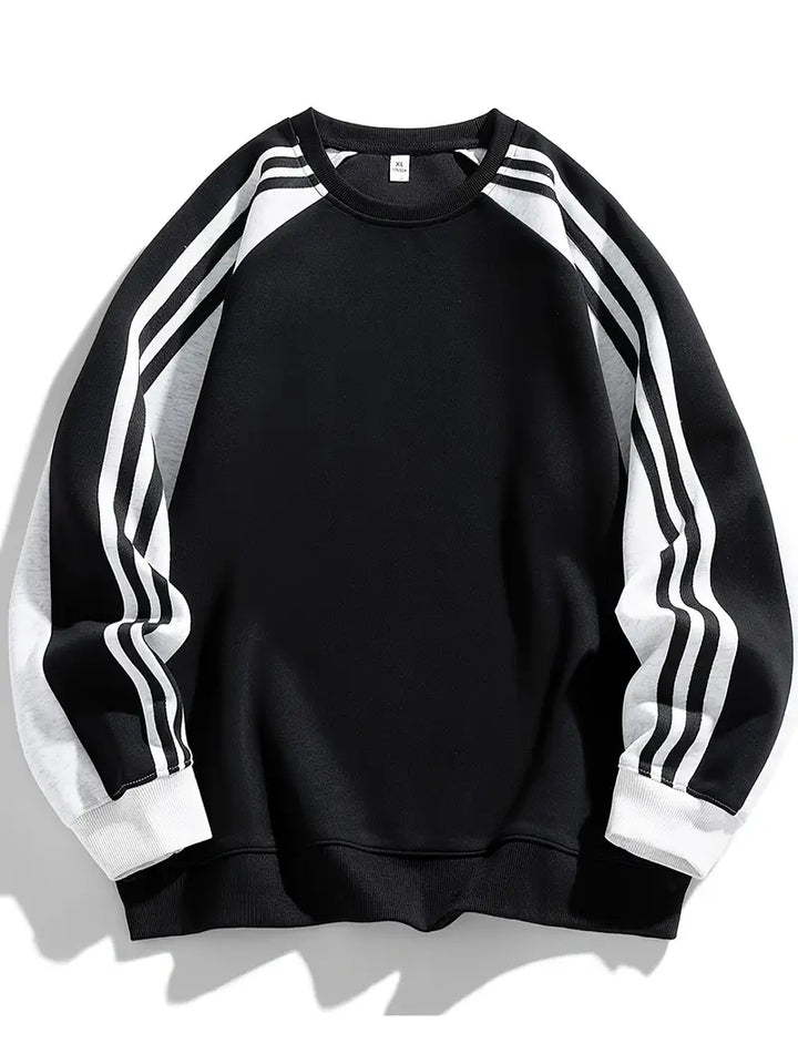 Maddox - Sweatshirt Med Stribede ærmer Og Rund Hals