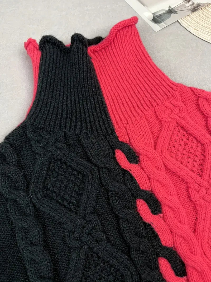 Leovia - Elegant Stribet Sweater Med Høj Hals
