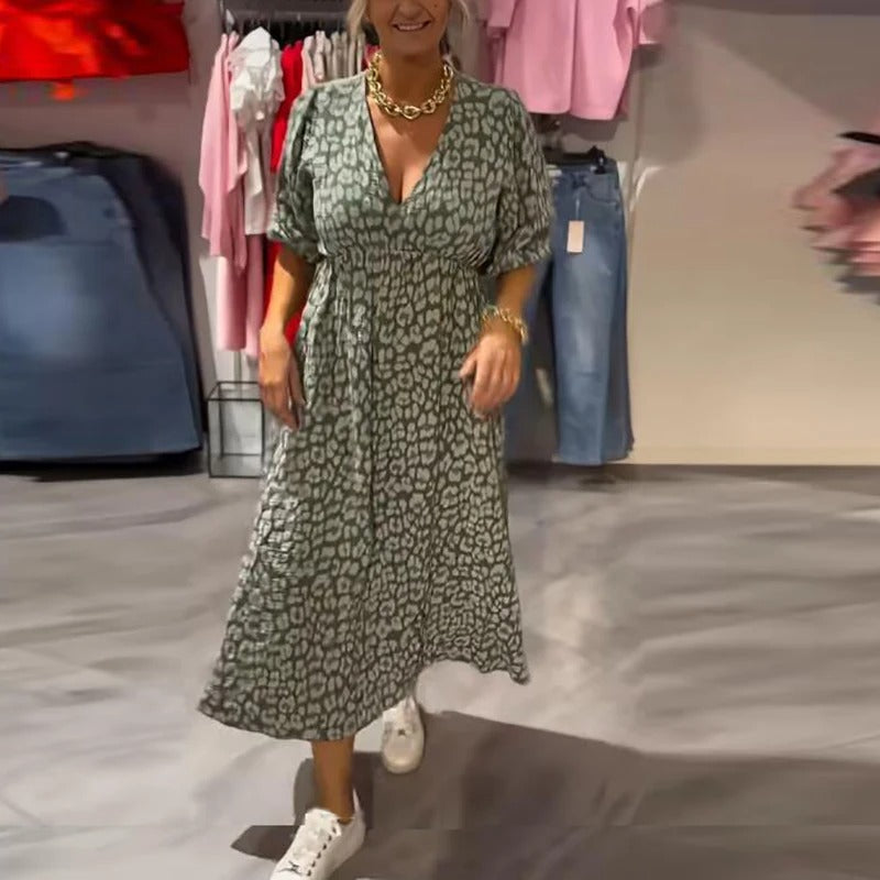 Annie - Sommer Kjole i Hør Med V-Hals