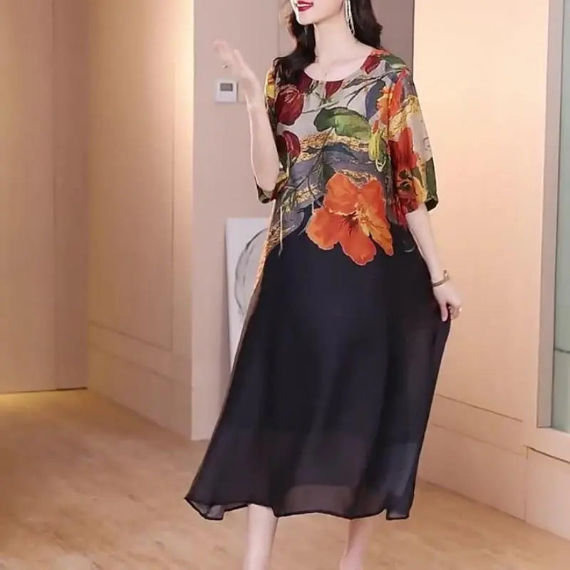 Debby - Elegant Kjole med Blomsterprint