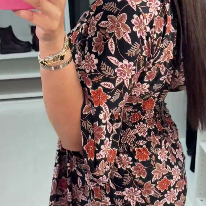 Meika - Maxikjole med V-Hals og Print