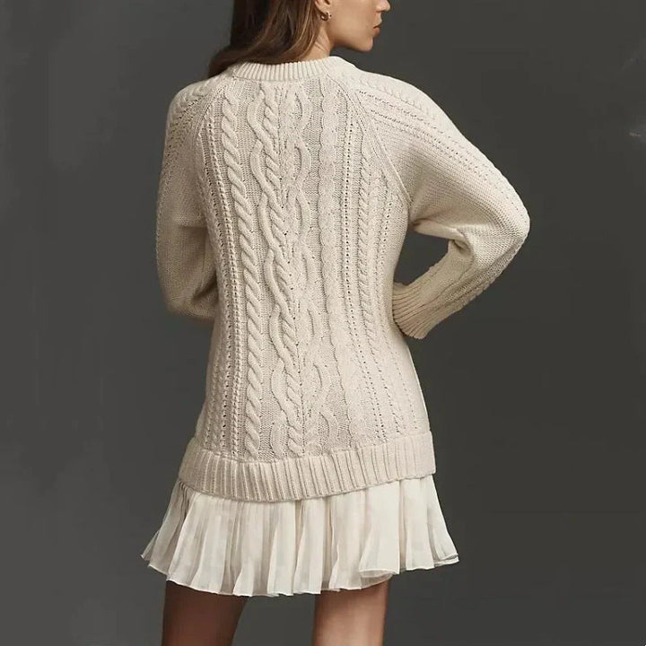 Kalena - Mini Sweater Kjole i Kabelstrik